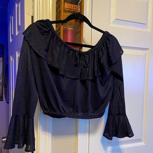 Crop blouse - navy blue (no tags but never worn)